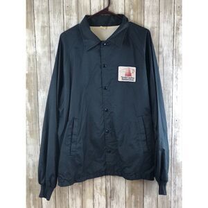 Vintage Men's Size Large Navy Blue Bomber Style Windbreaker VGC